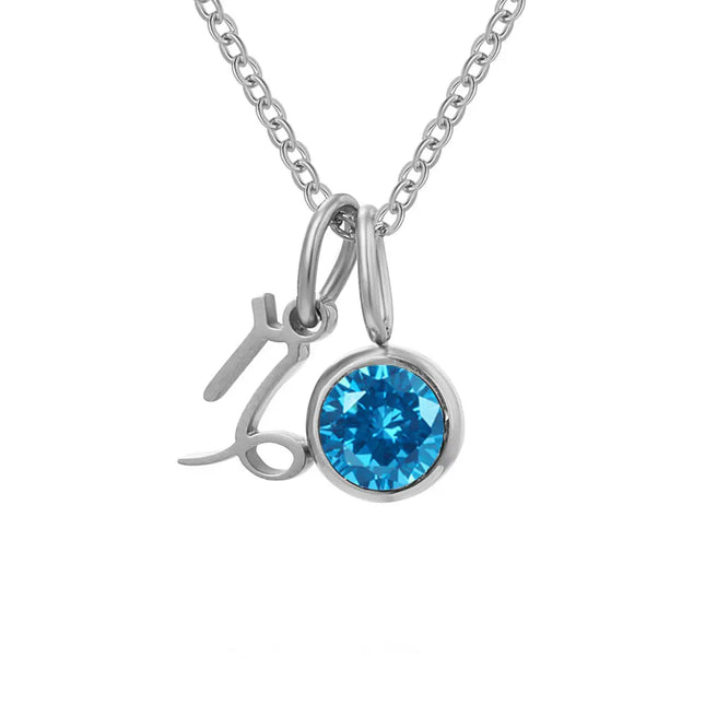 Constellation Zircon Birthstone Necklace – Stainless Steel null