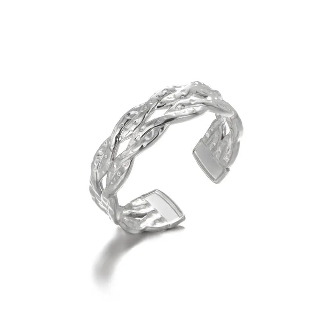 Stainless Steel Geometric Hollow Adjustable Ring null