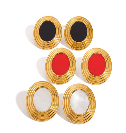 Stainless Steel Oval Earrings | Minimalist High-End Wholesale Jewelry null