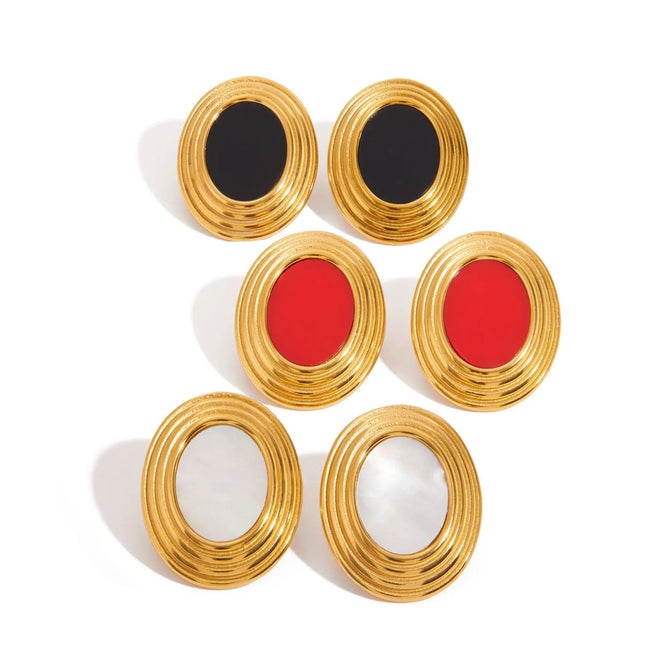 Stainless Steel Oval Earrings | Minimalist High-End Wholesale Jewelry null