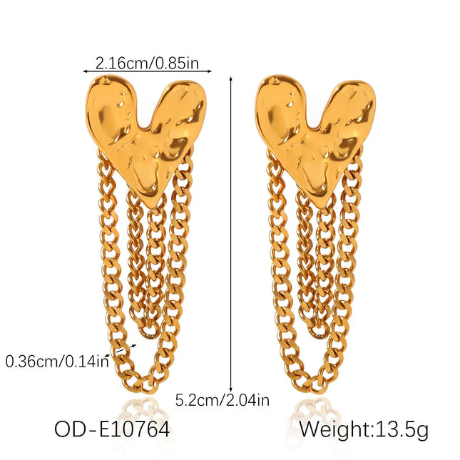 Flower Heart And Butterfly Design Earrings Gold null