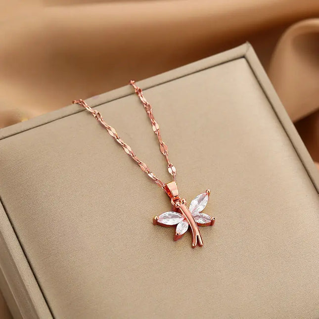 Gold Luxurious Diamond-studded Titanium Steel Necklace Women's Fashion Jewelry Europe Wholesale