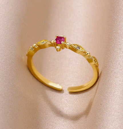 Mild Luxury Retro 18K Gold Plated Emerald Love Ring null