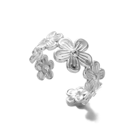 Stainless Steel Geometric Hollow Adjustable Ring null