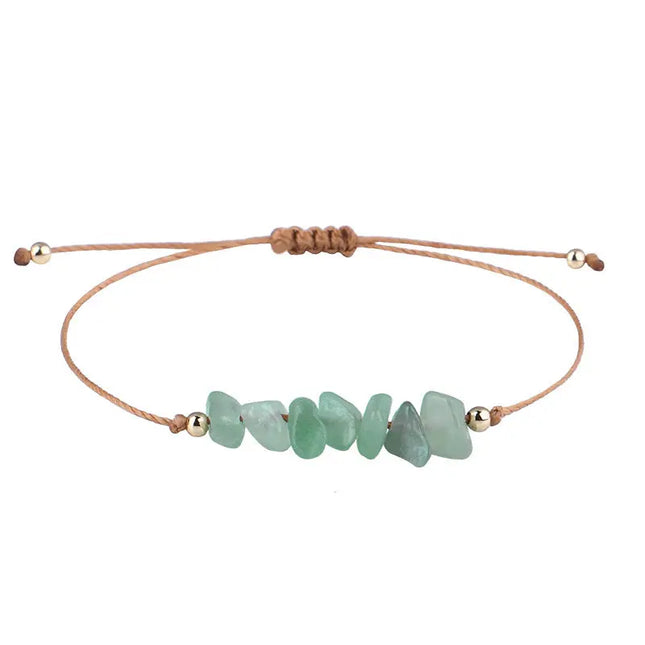 Irregular Raw Stone Woven Wax Line Bracelet null