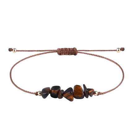 Irregular Raw Stone Woven Wax Line Bracelet null