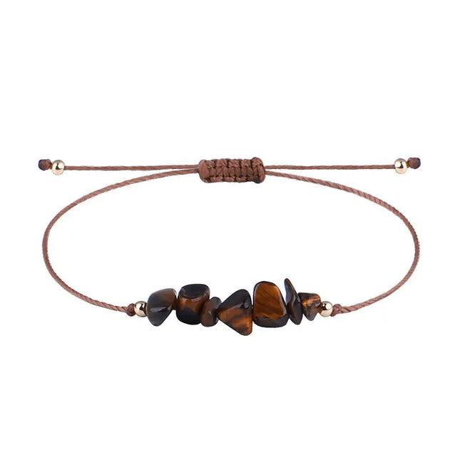 Irregular Raw Stone Woven Wax Line Bracelet null