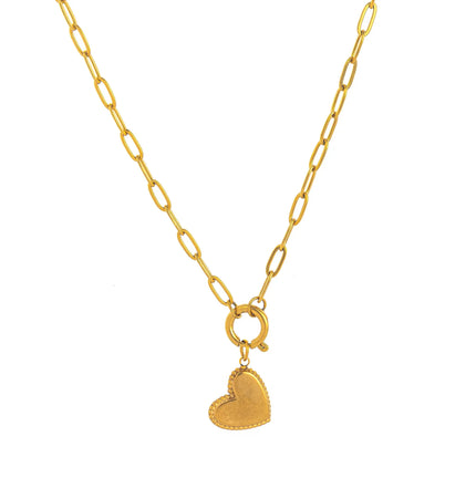 Heart Pendant Necklace – 18K Gold Plated Titanium Steel null