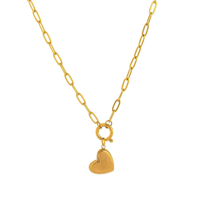 Heart Pendant Necklace – 18K Gold Plated Titanium Steel null