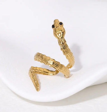 Snake Stainless Steel Adjustable Ring – French Texture Design null