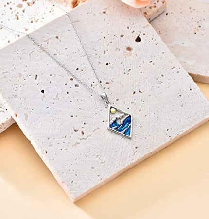 Geometric Ocean Wave Pendant Necklace | Minimalist Wholesale Jewelry null