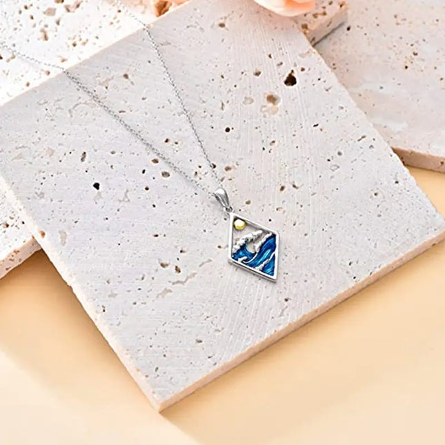 Geometric Ocean Wave Pendant Necklace | Minimalist Wholesale Jewelry null