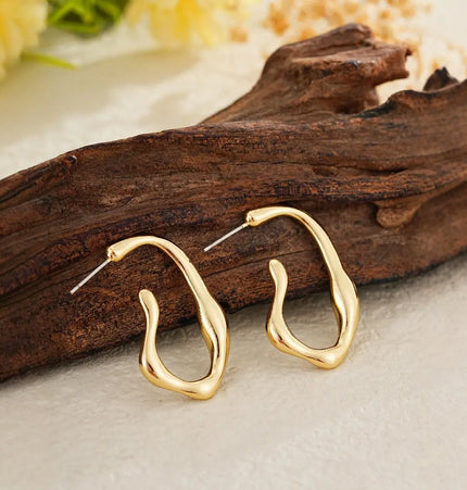 Minimalist Irregular Hoop Earrings for Women | Wholesale Metal Earrings null