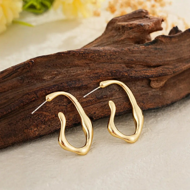 Minimalist Irregular Hoop Earrings for Women | Wholesale Metal Earrings null