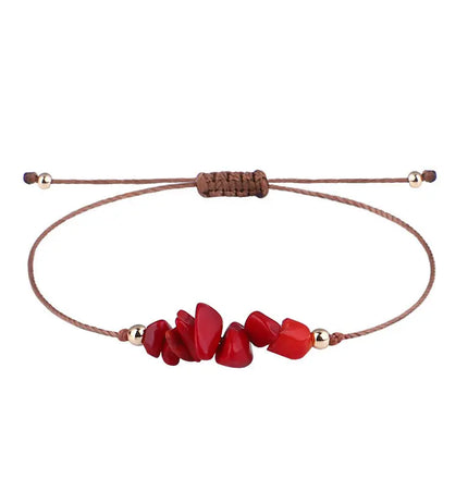 Irregular Raw Stone Woven Wax Line Bracelet null