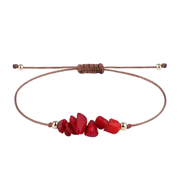 Irregular Raw Stone Woven Wax Line Bracelet null