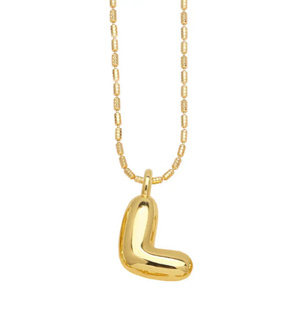 Gold Initial Letter Necklace – 26 Alphabet Pendant null