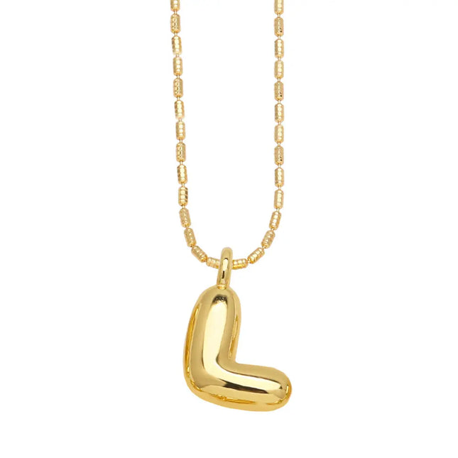 Gold Initial Letter Necklace – 26 Alphabet Pendant null