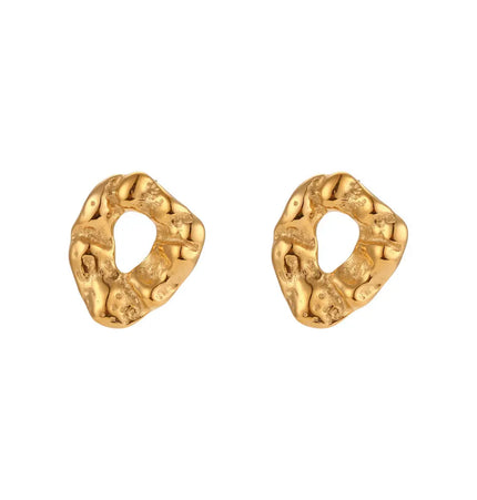 Irregular Textured Stainless Steel Stud Earrings null