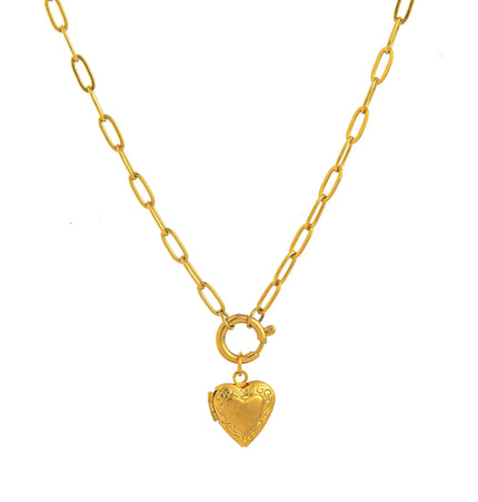 Heart Pendant Necklace – 18K Gold Plated Titanium Steel null