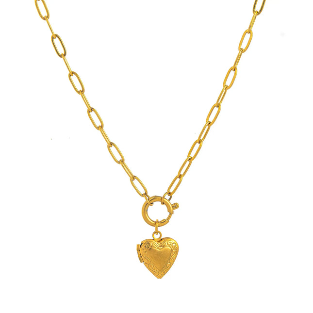 Heart Pendant Necklace – 18K Gold Plated Titanium Steel null