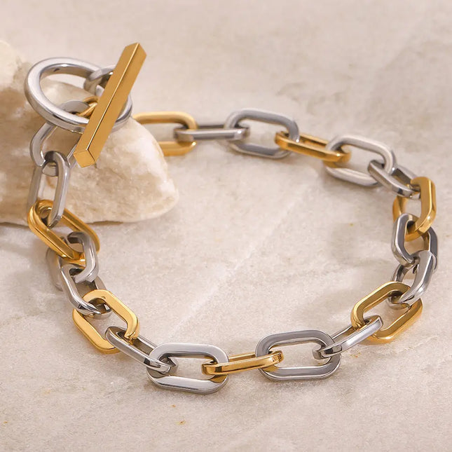 Stainless Steel Color-block Bracelet High-end And Niche-style Chain null
