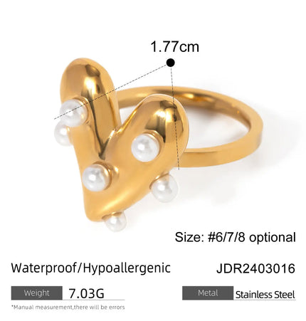 Pearl Statement Ring – Gold Plated Stainless Steel null