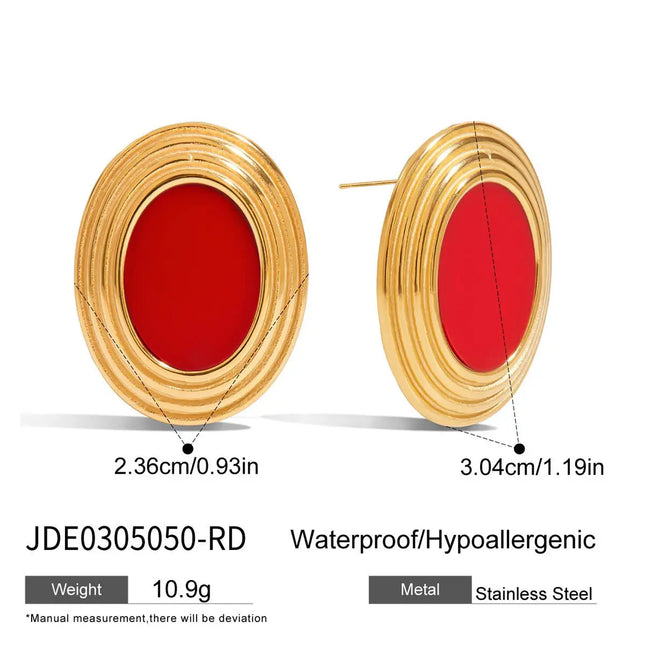 Stainless Steel Oval Earrings | Minimalist High-End Wholesale Jewelry null