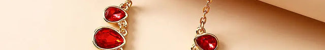 Elegant red crystal drop necklace null