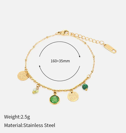 Vintage Natural Stone Bracelet Fashion 18K Gold Plated null