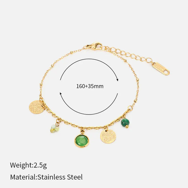 Vintage Natural Stone Bracelet Fashion 18K Gold Plated null