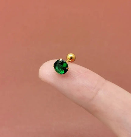 Titanium Steel Grab Zircon Thread Earrings null