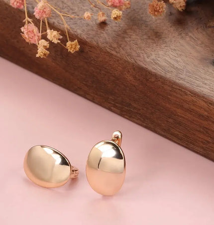 Rose Gold Minimal Oval Earrings null