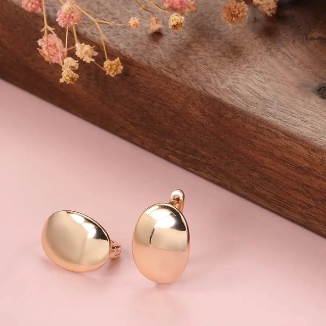Rose Gold Minimal Oval Earrings null