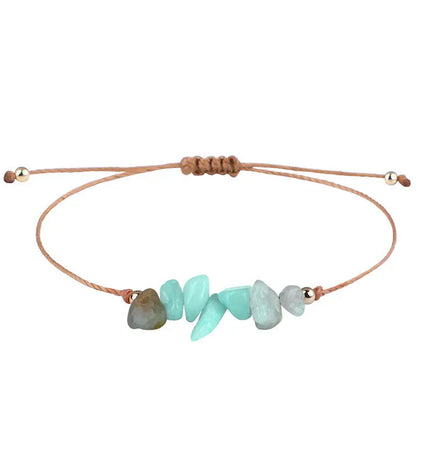 Irregular Raw Stone Woven Wax Line Bracelet null