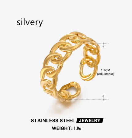 Gold Chain Adjustable Ring in Stainless Steel null