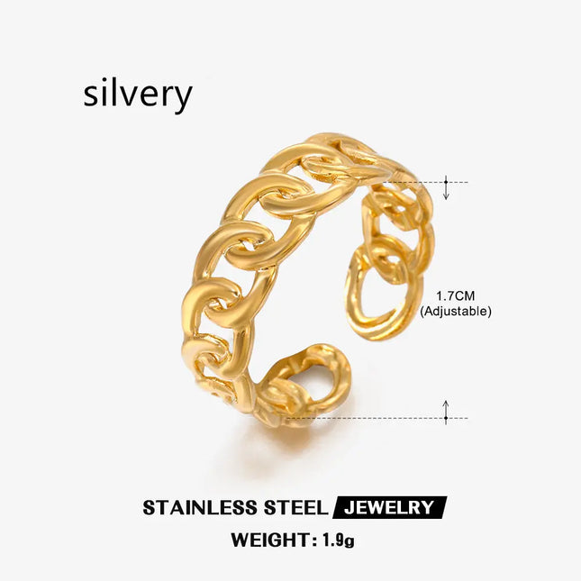 Gold Chain Adjustable Ring in Stainless Steel null