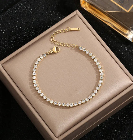 Multi-Row Micro Pave Zircon Bracelet – Gold Plated null