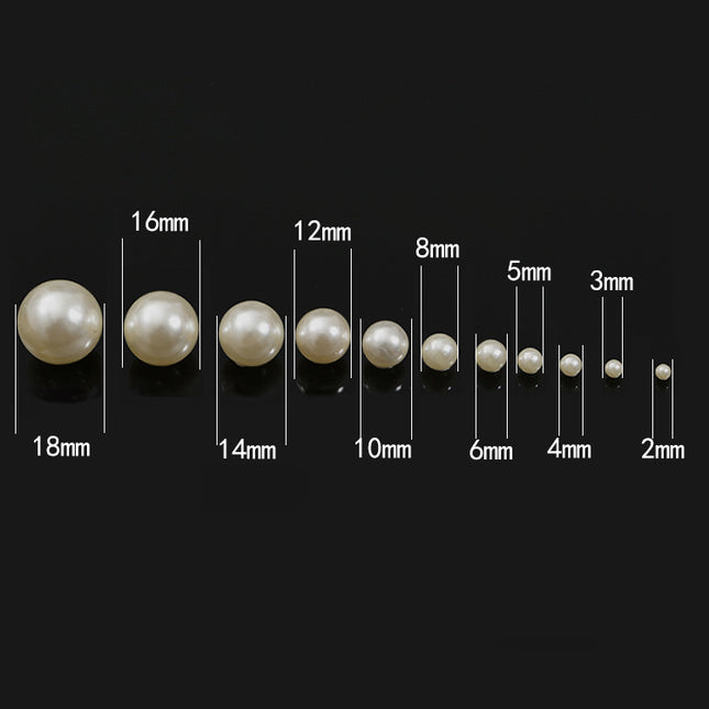 No Hole Round 3-10mm Imitation Pearl Loose Beads