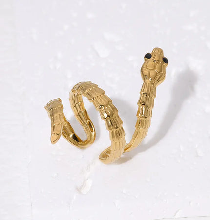 Snake Stainless Steel Adjustable Ring – French Texture Design null