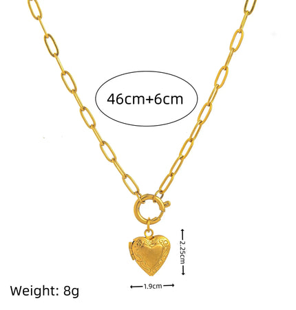 Heart Pendant Necklace – 18K Gold Plated Titanium Steel null