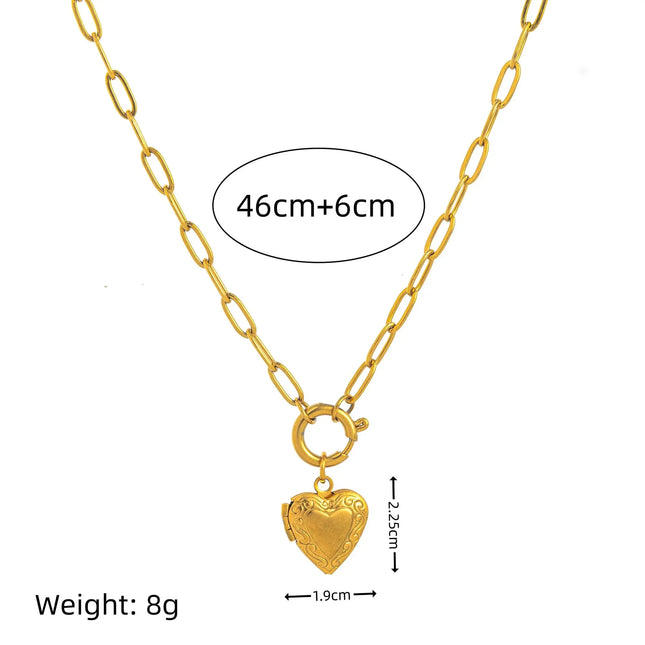 Heart Pendant Necklace – 18K Gold Plated Titanium Steel null