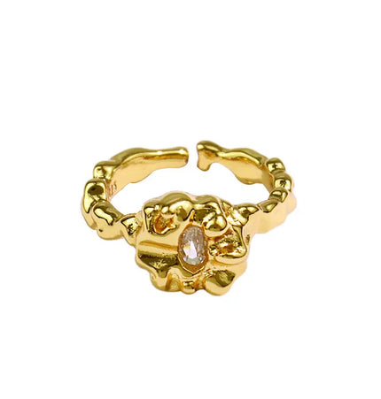 Diamond Studded Open Ring Silver Plated | Adjustable Index Finger Ring Wholesale null