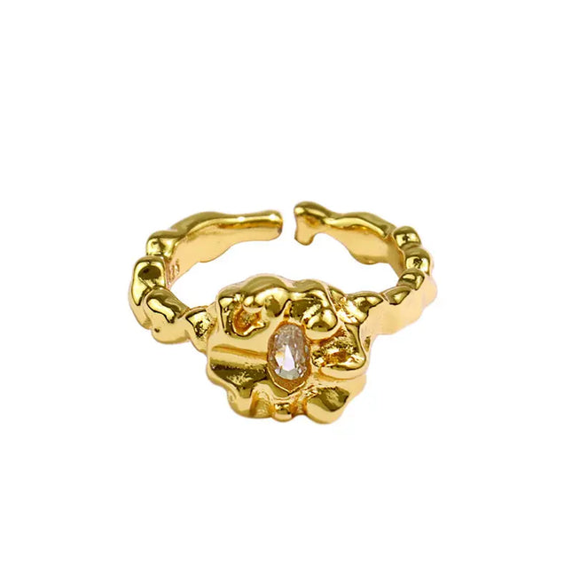 Diamond Studded Open Ring Silver Plated | Adjustable Index Finger Ring Wholesale null