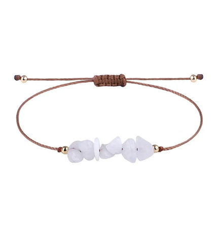 Irregular Raw Stone Woven Wax Line Bracelet null