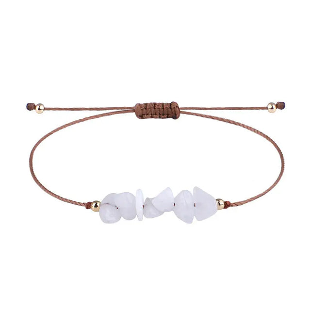 Irregular Raw Stone Woven Wax Line Bracelet null