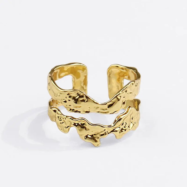 Minimal Irregular Gold Adjustable Ring null