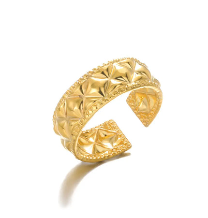 Stainless Steel Geometric Hollow Adjustable Ring null