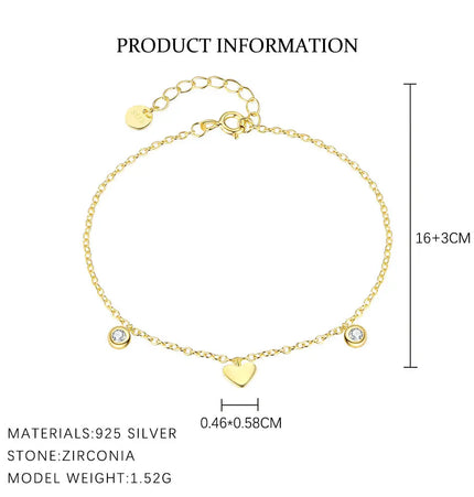 S925 Sterling Silver Heart Bracelet null
