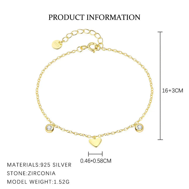 S925 Sterling Silver Heart Bracelet null